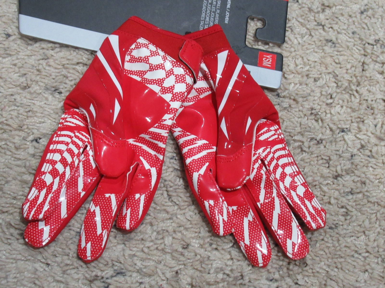 Under Armour UA F5 Youth Boys Football Gloves Red White YSM