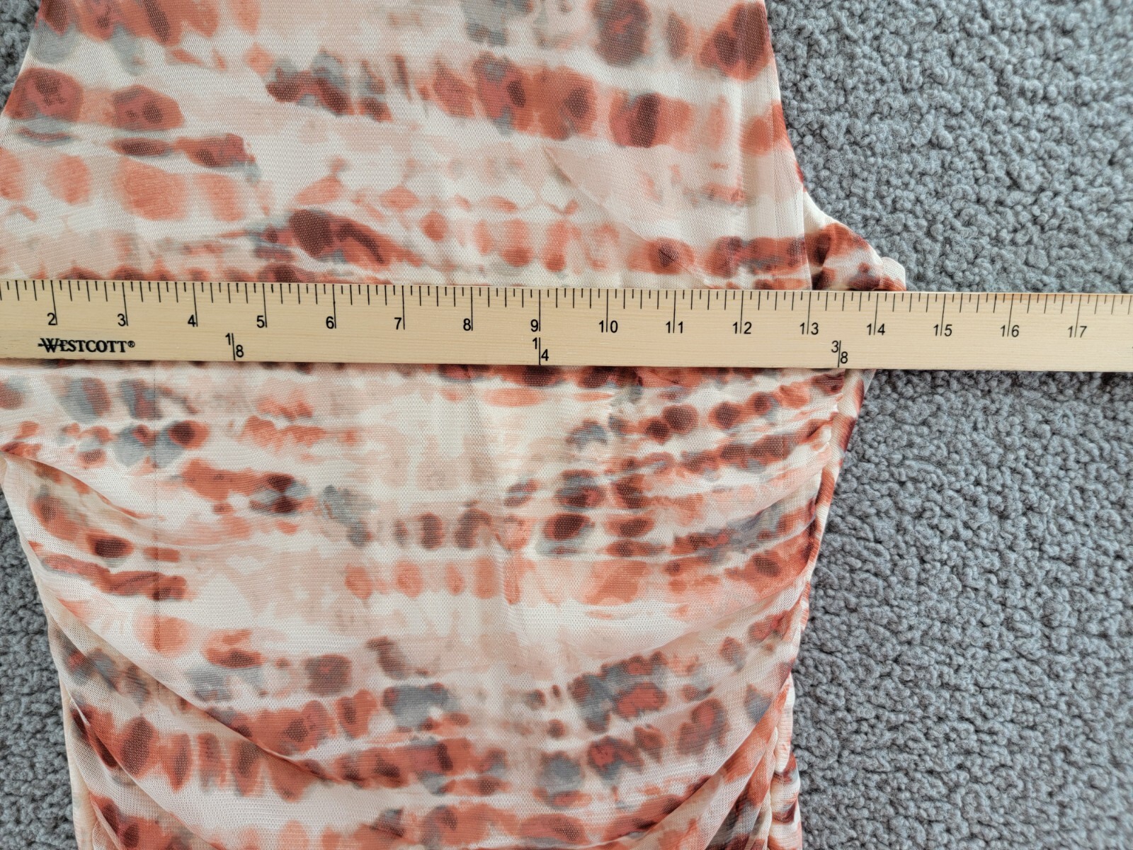 Bar III Tie-Dyed Midi Dress Womens M Red Canyon Combo Ruched Scoop Neck Pullover - Picture 5 of 15