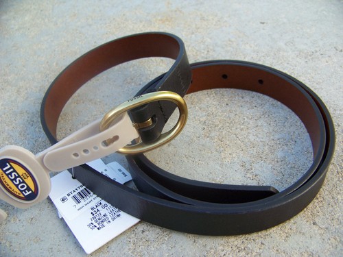 Fossil Skinny Scalloped Black Leather Belt Women display picture 2