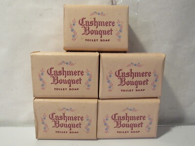 (5) Vintage Cashmere Bouquet Toilet Soaps Bath Soap Full Size Bar Unopened  E23J