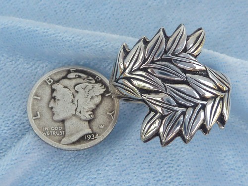 Beautiful Sterling Victorian Repousee  Ring, Size 7, 8.25, & 10, Konder #513