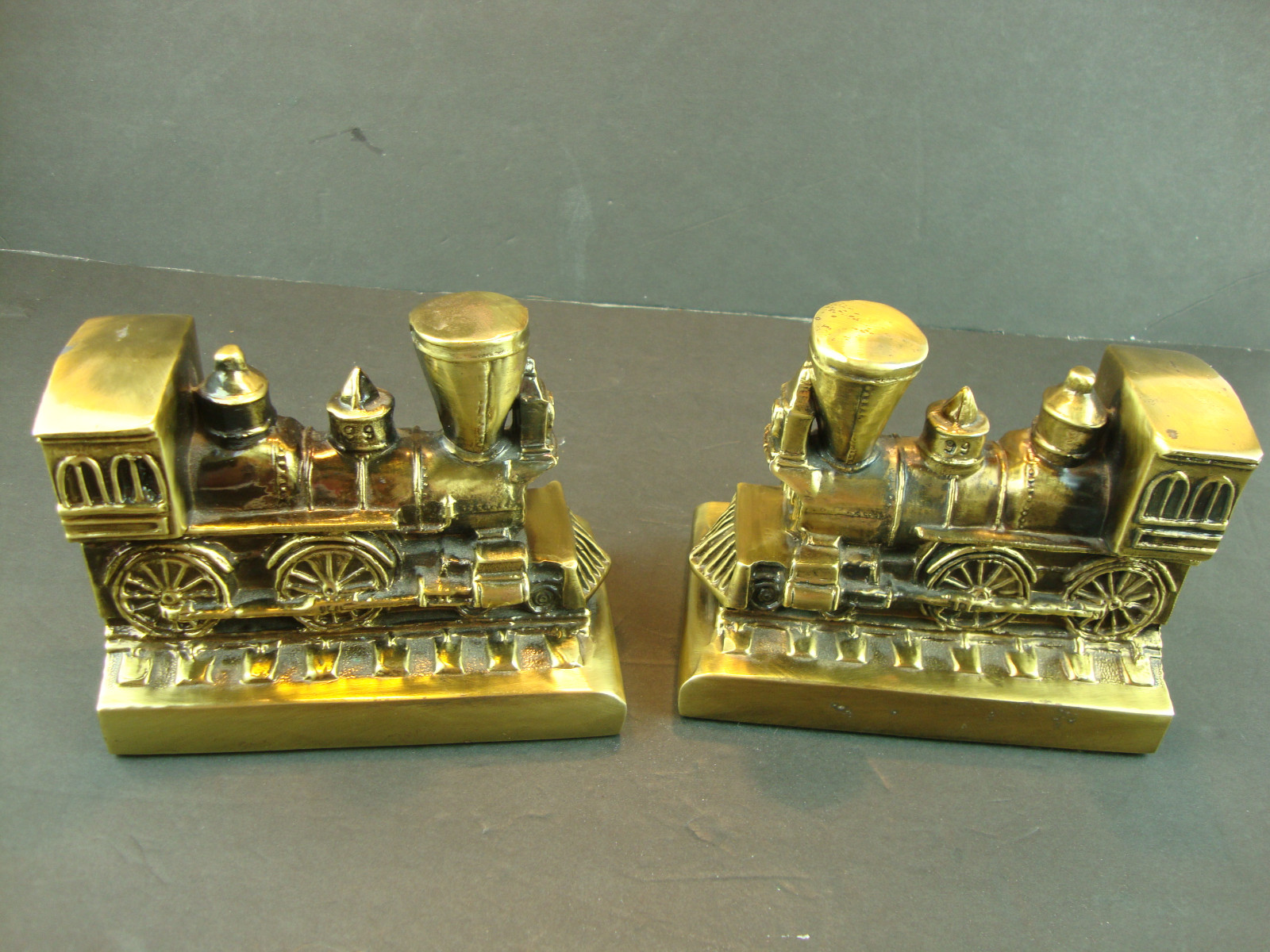 Train Bookends Train Engine PM Craftsman Brass Bookends Steam Locomotive