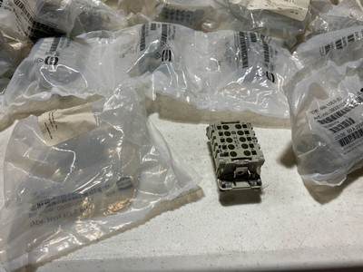 Two (2) Harting HAN 10ES-BU, 10 Pin Female Connectors Inserts, NOS