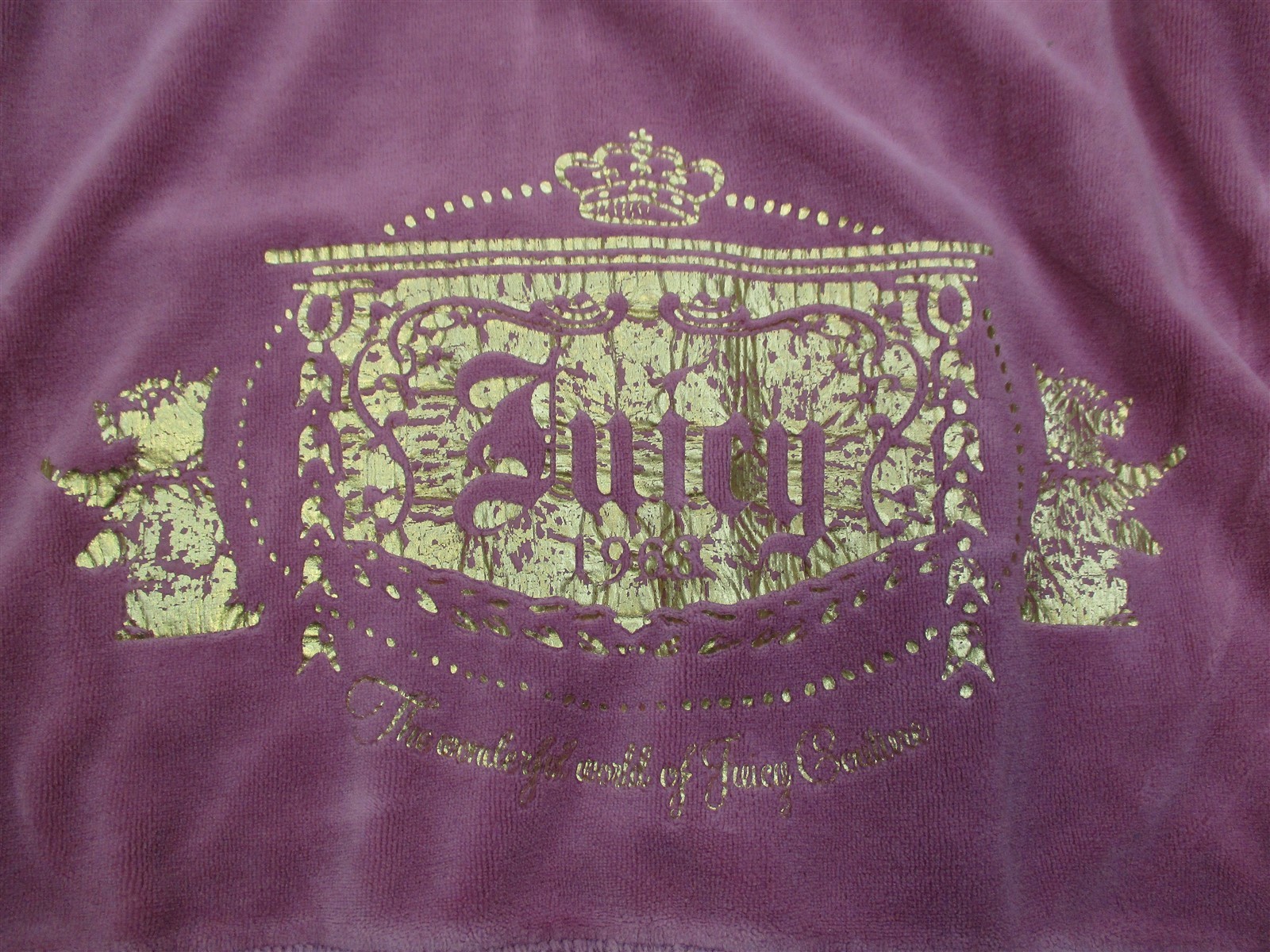 JUICY COUTURE K3080 Youth Girl's Size L Gold Logo Pink Mauve Velour Track Hoodie