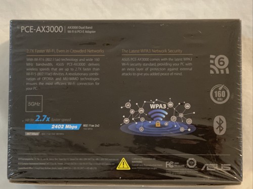 ASUS PCE-AX3000 Dual-Band Wi-Fi 6 (802.11ax) PCI-E Adapter w/ External Antenna