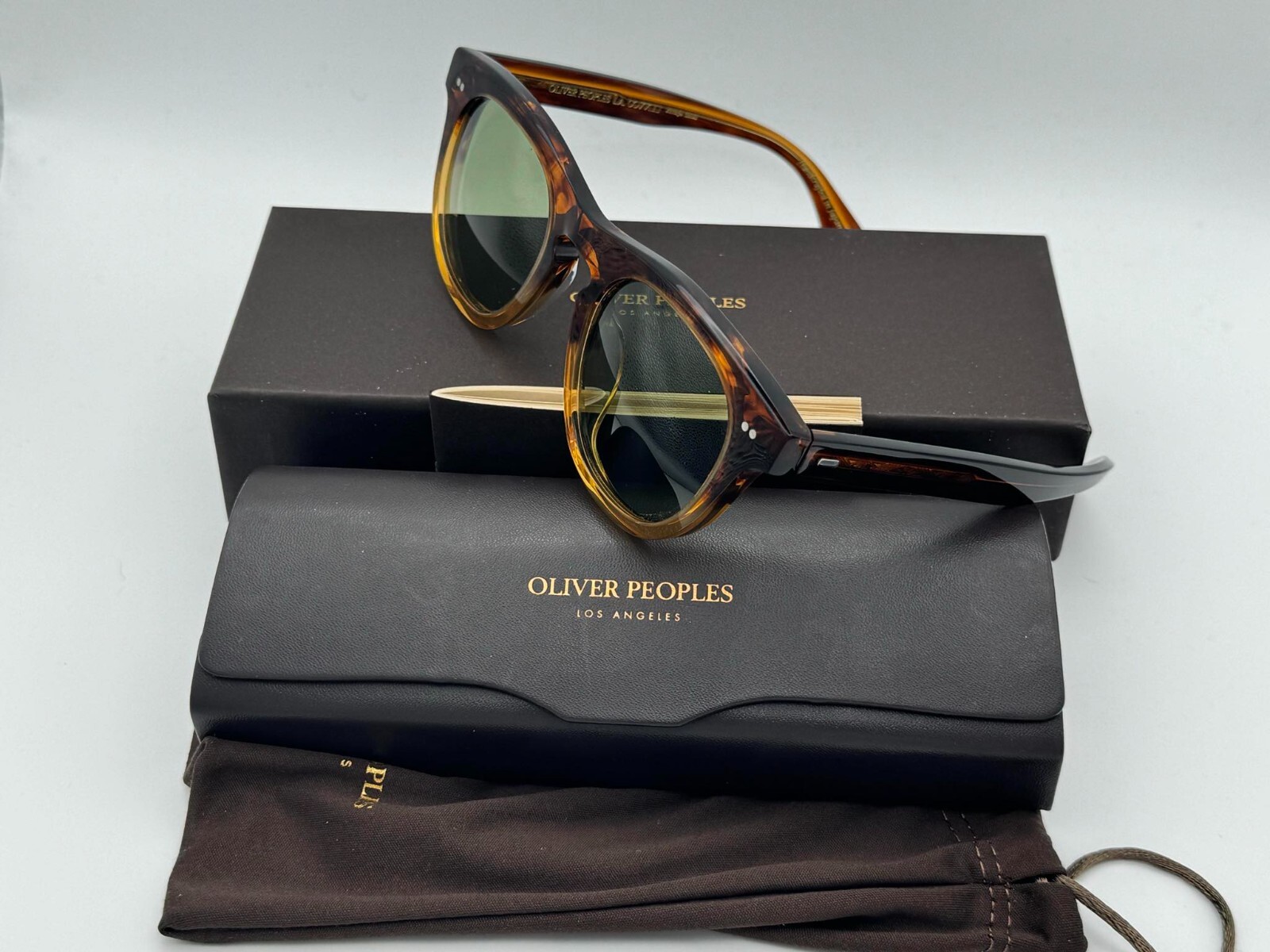 Pre-owned Oliver Peoples Rorke Amber Ov5509su 175452 - Gradient / Green Sunglasses