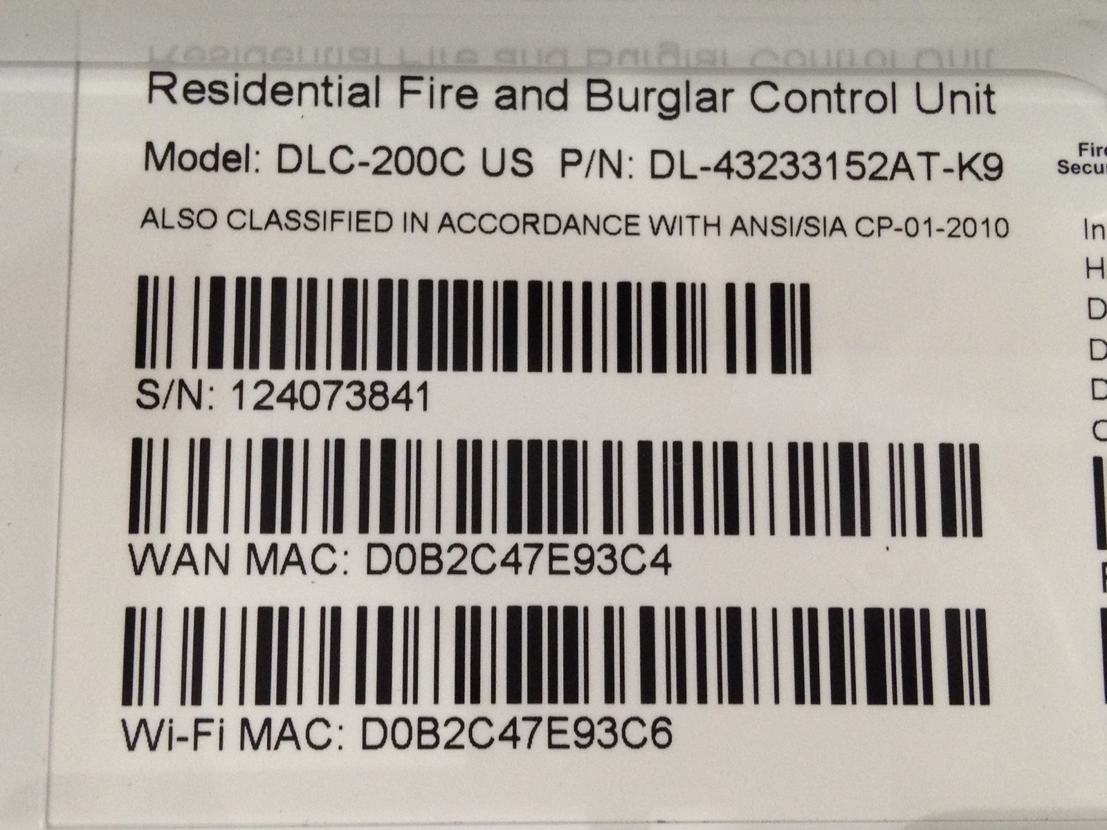 AT&T DLC-200C DIGITAL LIFE CONTROLLER SMART CELLULAR FIRE & BURGLAR ALARM PANEL