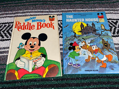 Disney The Haunted House and Mickeys Riddle Book 1970s Vintage