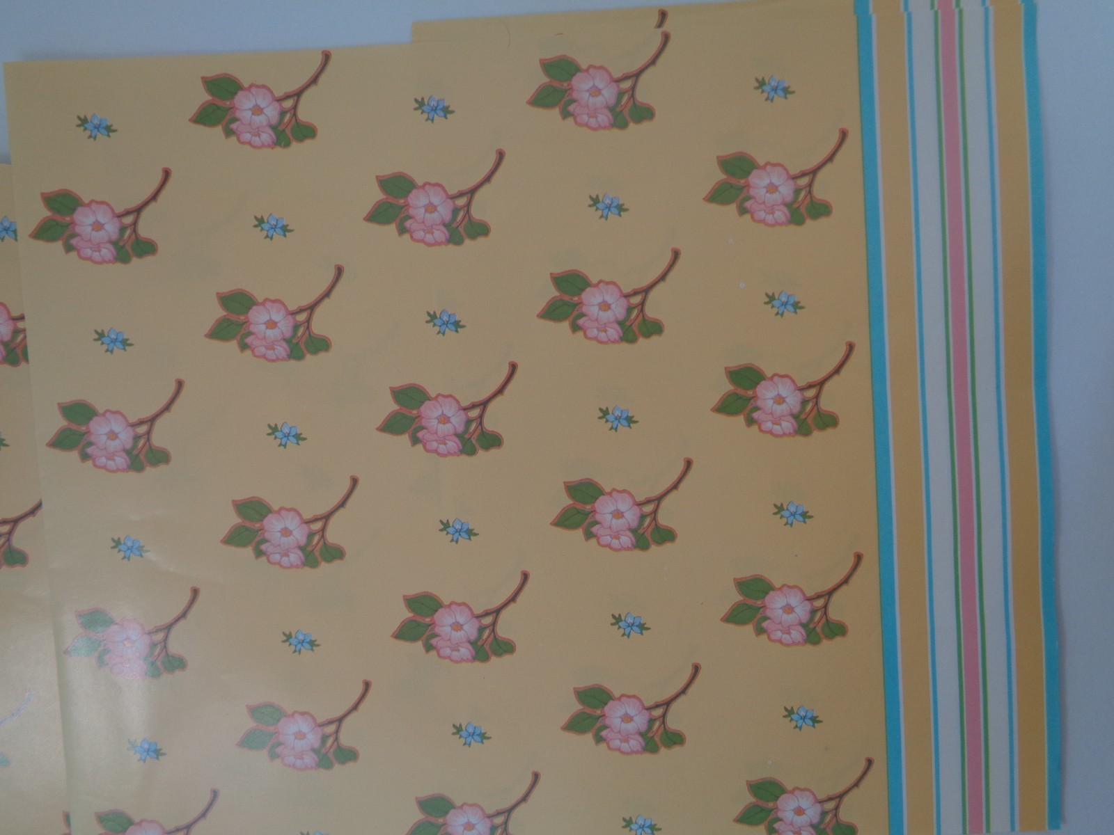 Vintage Current Gift Wrap Sheets Father's Day Hearts and Floral with Cards