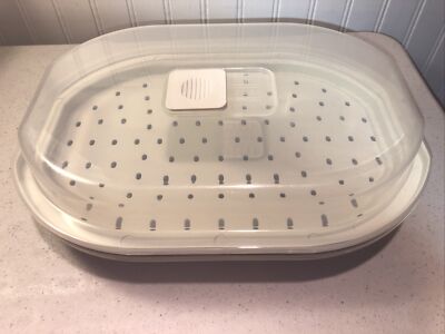 Miracle Ware by Progressive Fish & Vegetable Microwave Steamer USA Freezer Safe