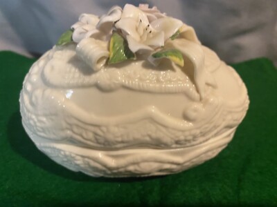  CERAMIC EASTER  EGG TRINKET BOX  FLORAL