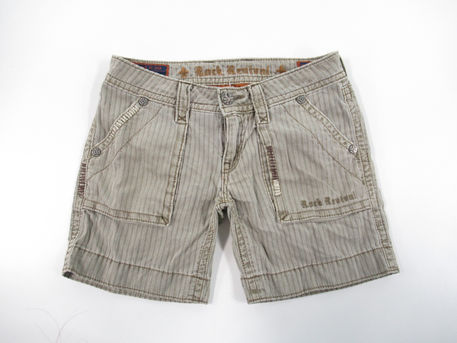 ROCK REVIVAL WOMEN'S SAGE CASUAL CARGO SHORTS TAG SIZE 25