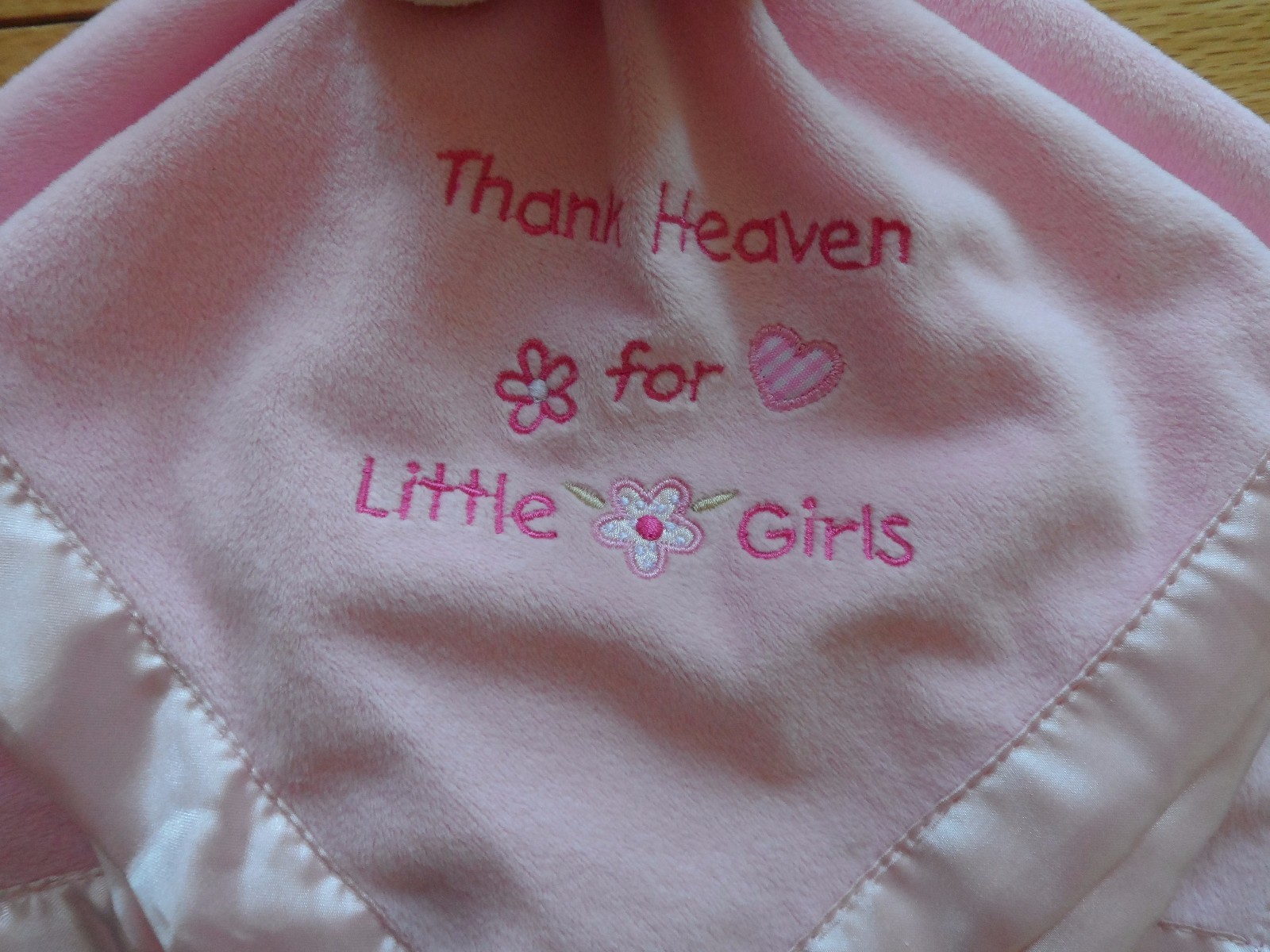 Okie Dokie Teddy Bear Girls Minky Pink Baby Blanket Satin Lovey Security Nunu