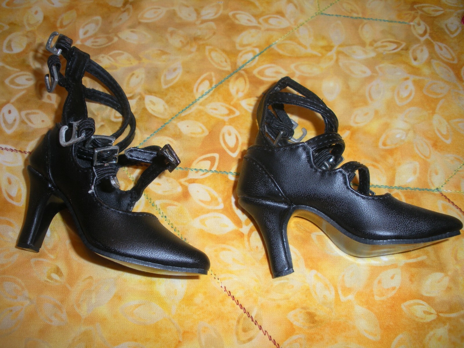 Ball Joint Doll Shoes-GORGEOUS High Heels-Black VOLKS Lots of Straps & Buckles!!
