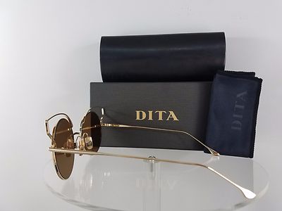 Pre-owned Dita Brand Authentic  Sunglasses Believer 23008-b-tan-gld-52mm Gold Frame In Mirrored Gold Refection