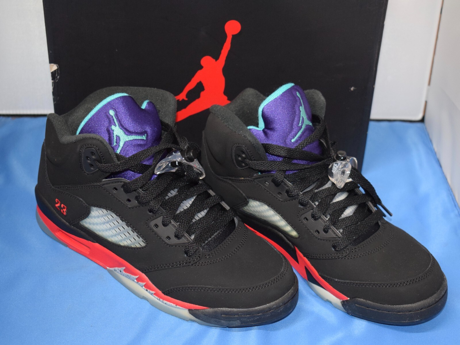 Nike Air Jordan 5 Top 3 GS Black Fire Red Cement Size 7Y Nike Air Jordan 5 Top 3 GS Black Fire Red Cement Size 7Y