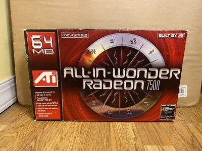 New 201 All In Wonder Radeon 7500 Computer Graphics Card And Remote Control. Y2K