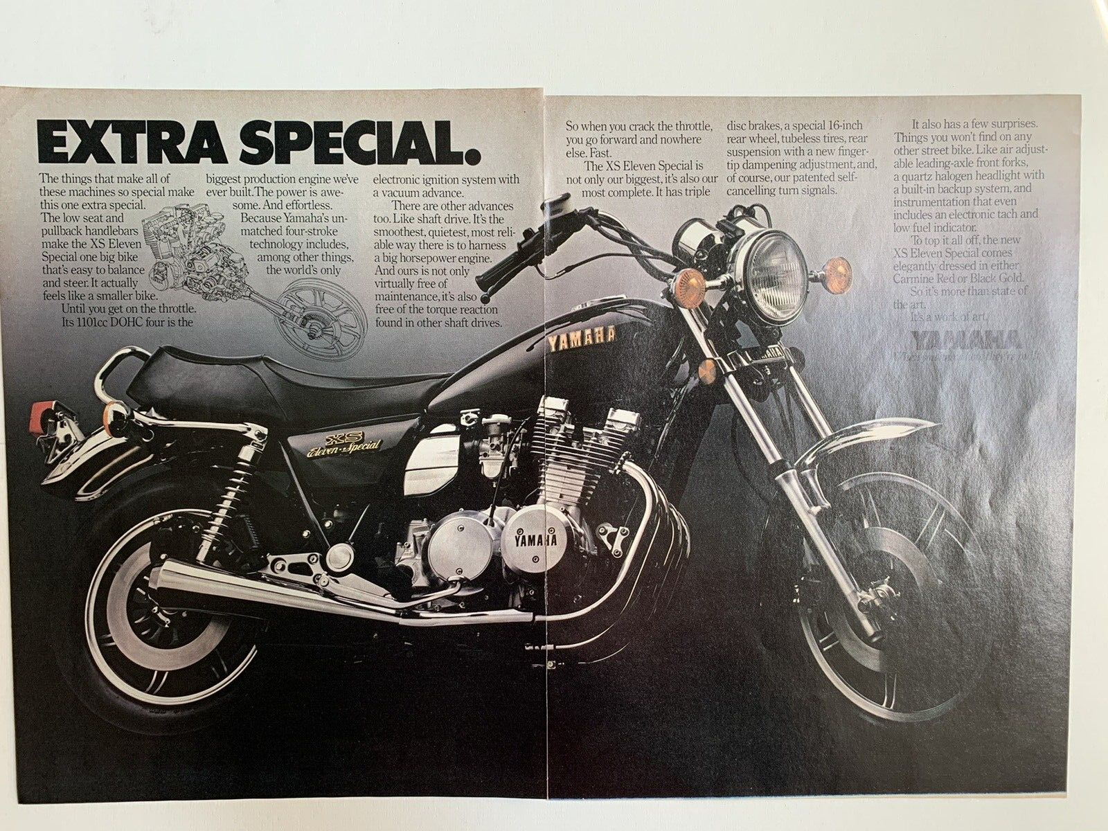 Print Ad Yamaha XS Extra Special Motorcycle 1978 2 Page Ad