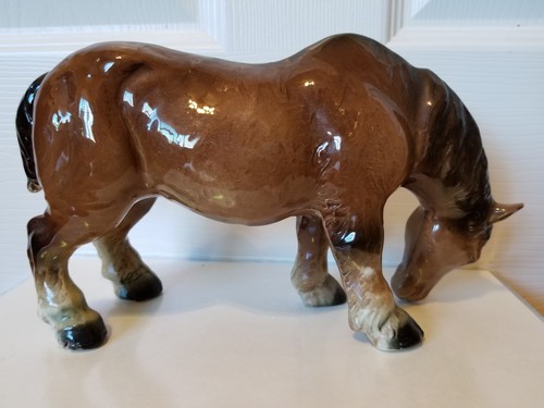 Vintage Japan Unbranded ceramic porcelain horse figurine Draft Percheron 10