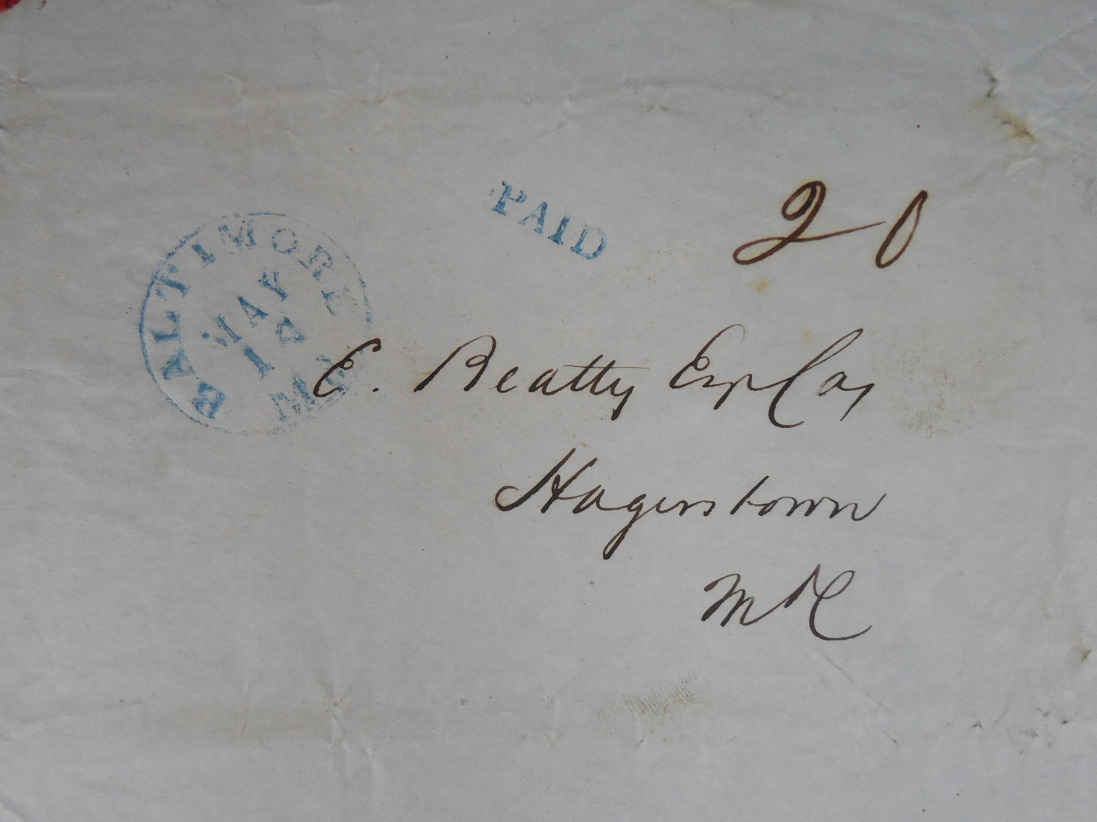 1846 BALTIMORE MARYLAND BANK ACCOUNT BALANCE LETTER HISTORICAL PAPER EPHEMERA