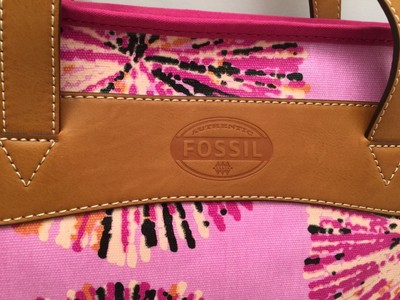 Fossil Key-Per Shopper Pink Multi Tote Bag Shoulder Shopper Bag new