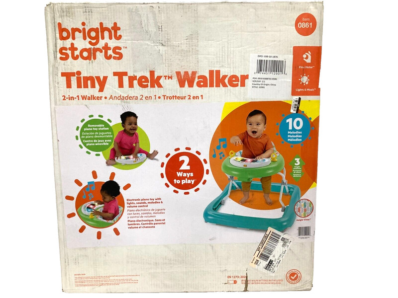 Bright Starts Walker Tiny Trek 2-in-1 Jungle Vines, Melodies, 3