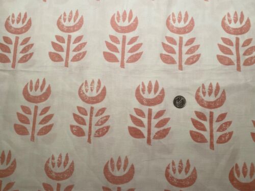 1.25YD SCHUMACHER 179401 ROSENBORG Pink Hand Print 55% Linen Fabric $190 Retail