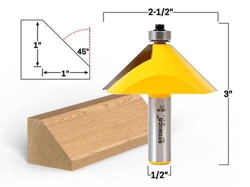45 Degree Chamfer Edge Forming Router Bit - 1/2