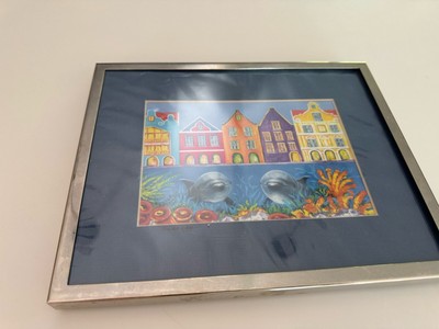 Nena Sanchez print of Curaçao and dolphins . 