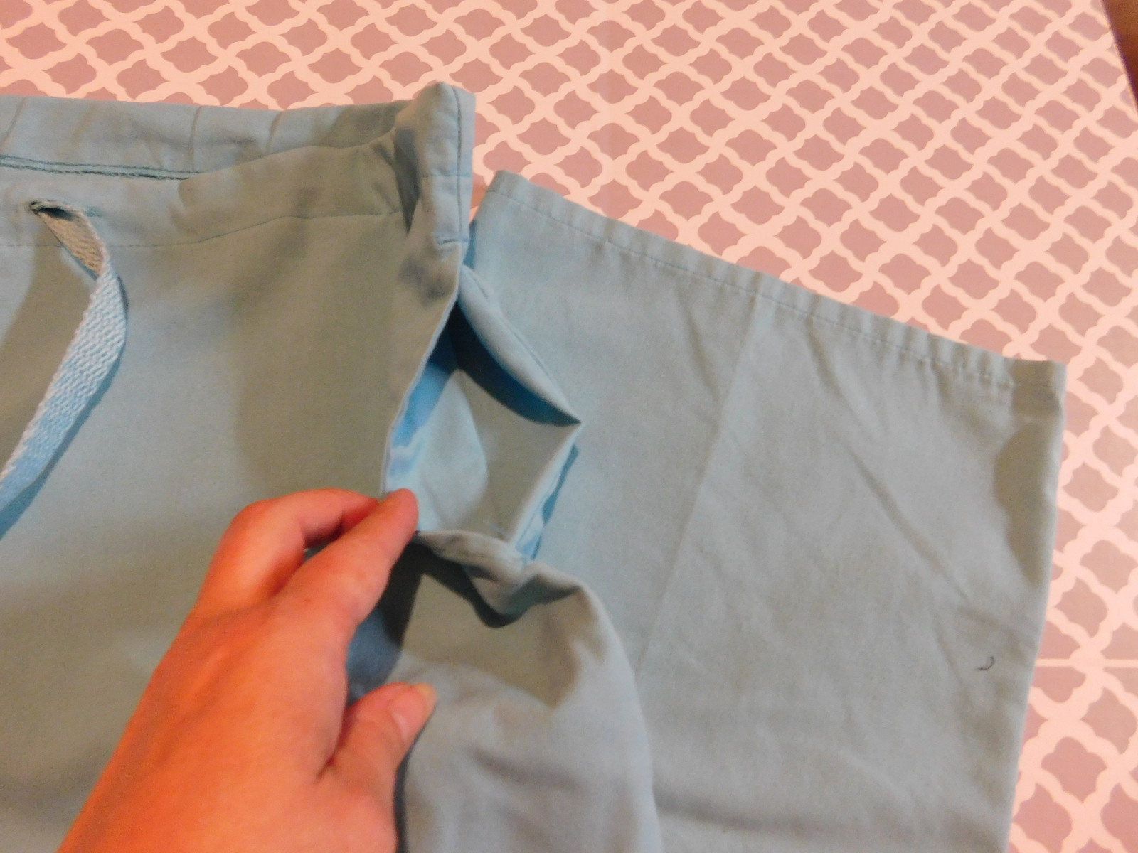 Scrub pants bottoms Light Blue tie waist 2 pockets UA Scrubs Size Medium