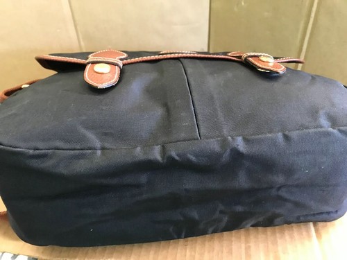 Longchamp Le Pliage Crossbody Black/Cognac Leather and Nylon Messenger Bag