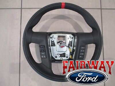 11 thru 14 F-150 OEM Ford Leather Red Accent Steering Wheel w/ Switches RAPTOR