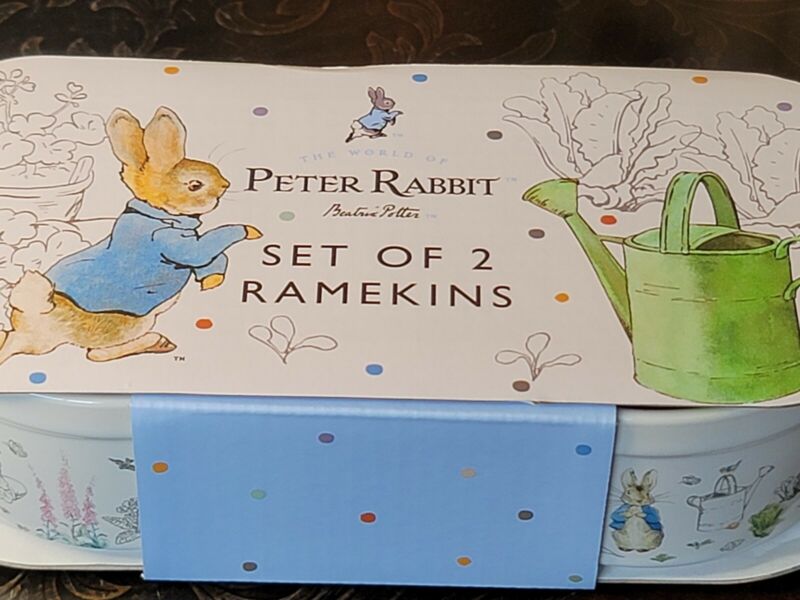 Beatrix Potter Peter Rabbit 2 Ramekins  Dish -Kitchen Baking  fruit  Sauce Bowls