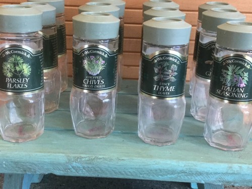 Lot Of 24 Vintage McCormick Spice Jars, Empty, Clean Green Lids