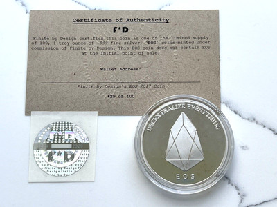 2018 EOS Block One .999 Fine Silver Cold Storage Wallet DIY w Hologram #29/100