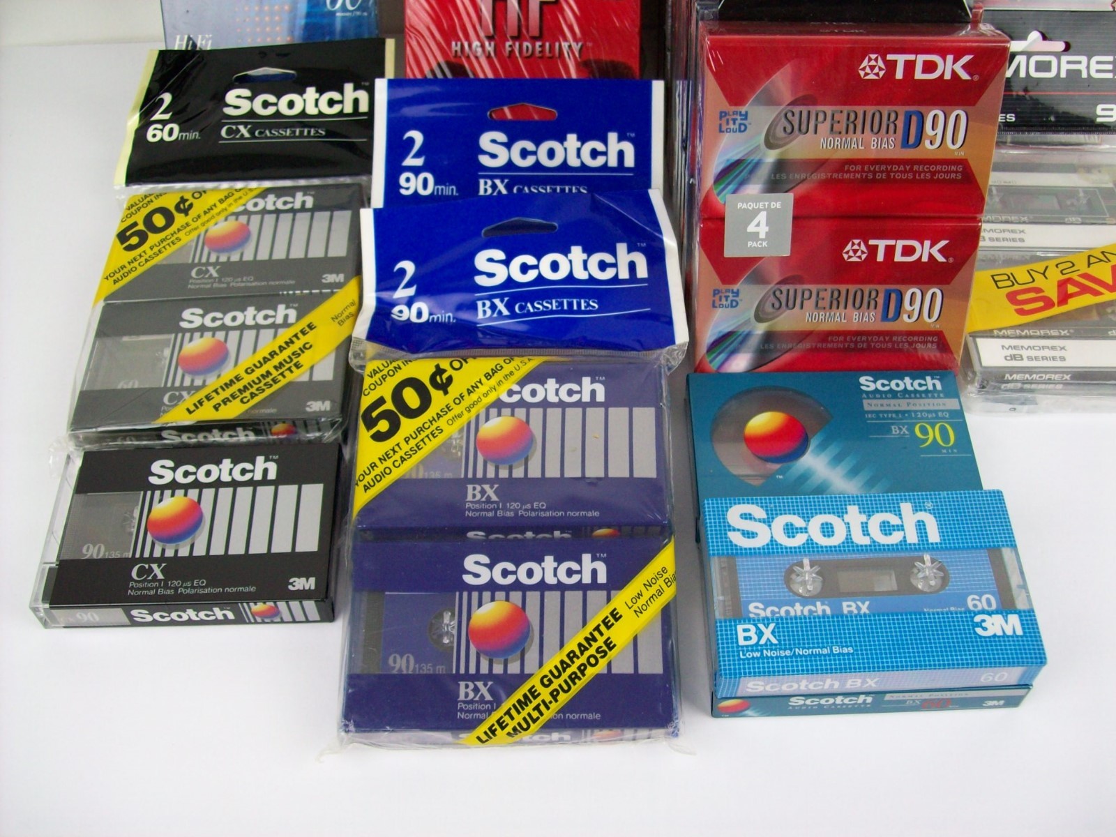 50 Blank Audio Cassette Tape Lot Sony TDK Memorex Maxell 60 90 Minutes  Sealed