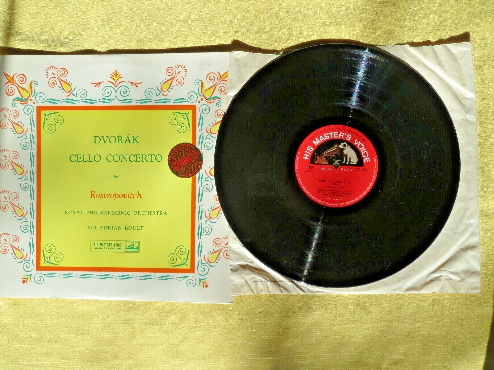 Original HMV Dog Label EMI ASD358 Dvorak Cello Concerto