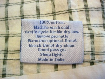 Twin Flat Sheet Land of Nod Green Cream Windowpane Check Plaid All Cotton Fabric