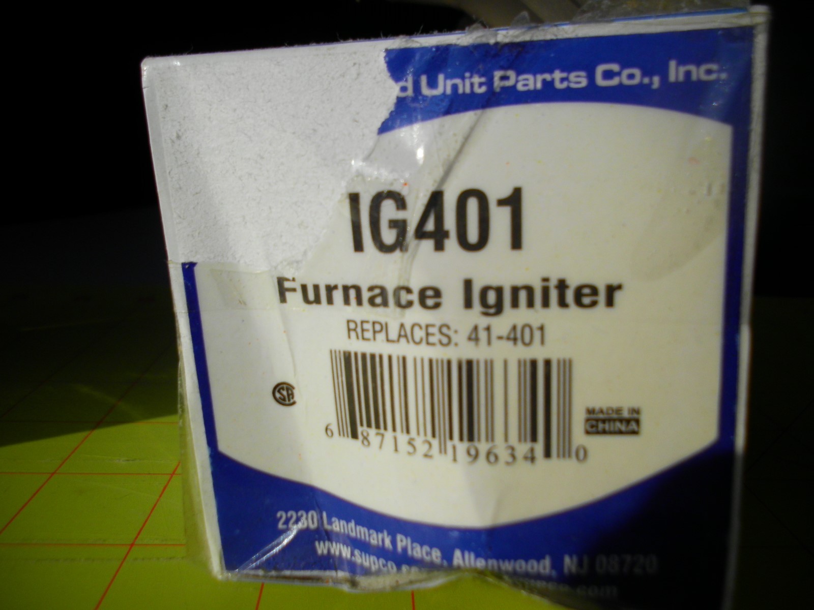 OEM IG401 Supco Appliance Exact Furnace Igniter - NEW