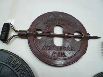 Vtg Lot 5 Dampers Reversible Spindle Flue Pipe Griswold Steel 4