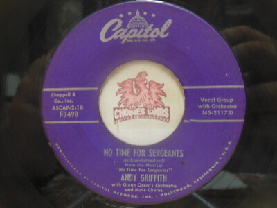 Andy Griffith   No Time For Sergeants / Standing On The Corner, 45 RPM G+ (3N)