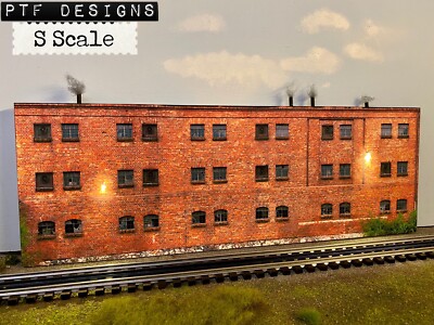 S Scale Scratch Built Industrial #12 Building Flat/Front Factory LEDs MTH Lionel