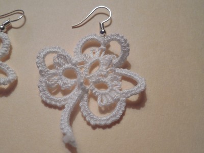 TATTED Shamrock Earrings White Clovers Designed by Dove Country Tatting