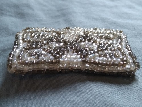 Interesting Antique Glass Seed Bead Shoe Buckles.