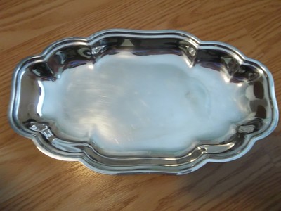 Vintage Silverplate Oval Footed Serving Dish Tray