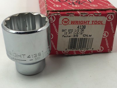 Wright Tool 4138 1/2'' Drive 1-3/16'' 12 Point Standard Socket Free ship Chrome US