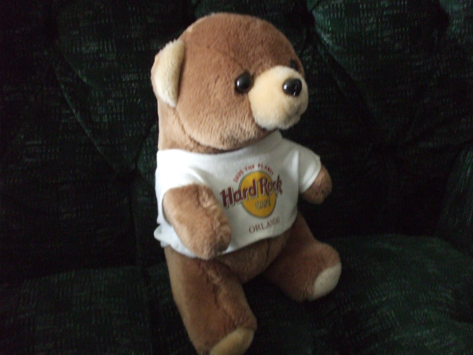 Teddy Bear Hard Rock Cafe Stuffed Plush in T Shirt Save the Planet Orlando 10