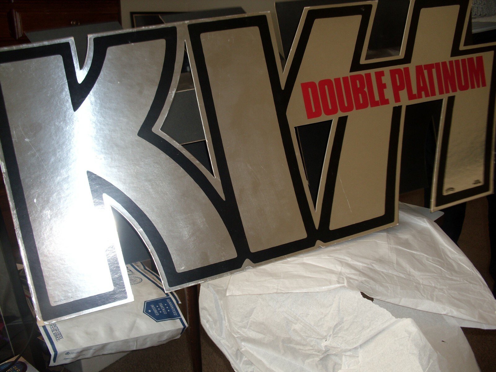 KISS vintage 1978 DOUBLE PLATINUM INTACT TWO SIDED STORE DISPLAY AUCOIN RARE