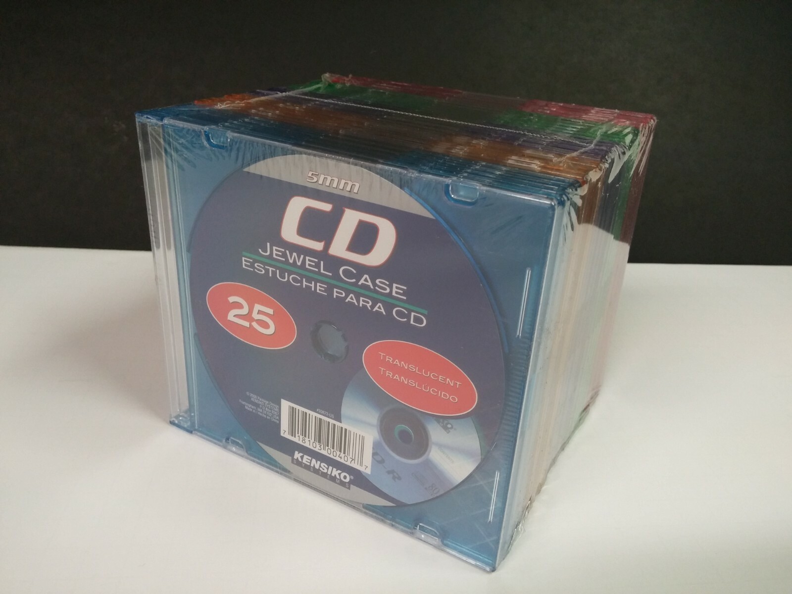 Pack of 25 Kensiko 5mm CD Slim Jewel Cases, Translucent, Sealed