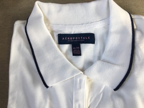 New Aeropostale Stretch White Logo Girl's School Uniform Polo  Jr Sz XL